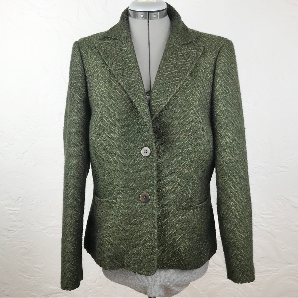 Santorelli Hunter Green Woven “Erika” Blazer-10